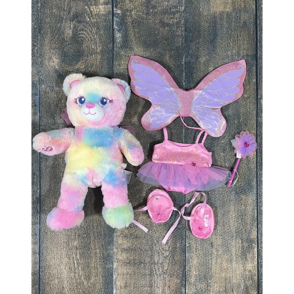 Build A Bear Fairy Friends Pastel Bear, Ballet Leotard & Slippers, Wings, Wand! - Picture 1 of 16